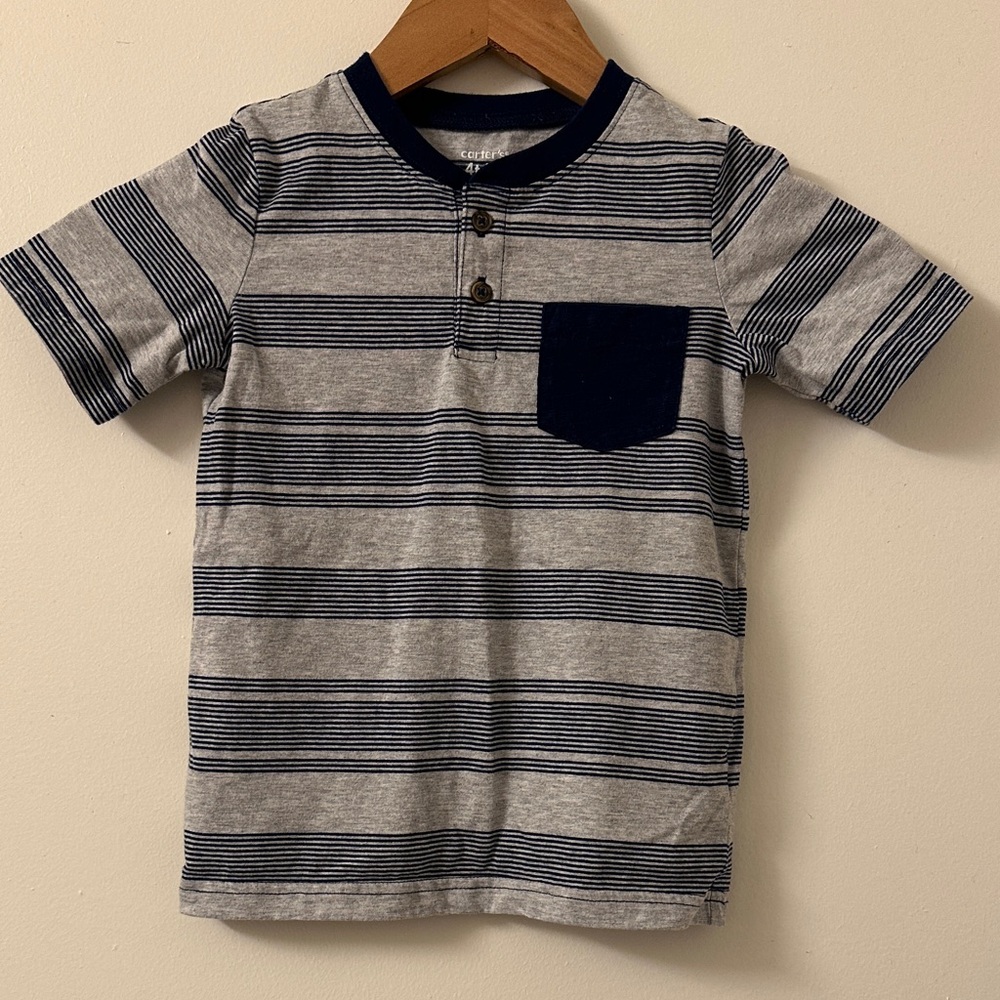 Carter's Navy and Gray Striped Tee